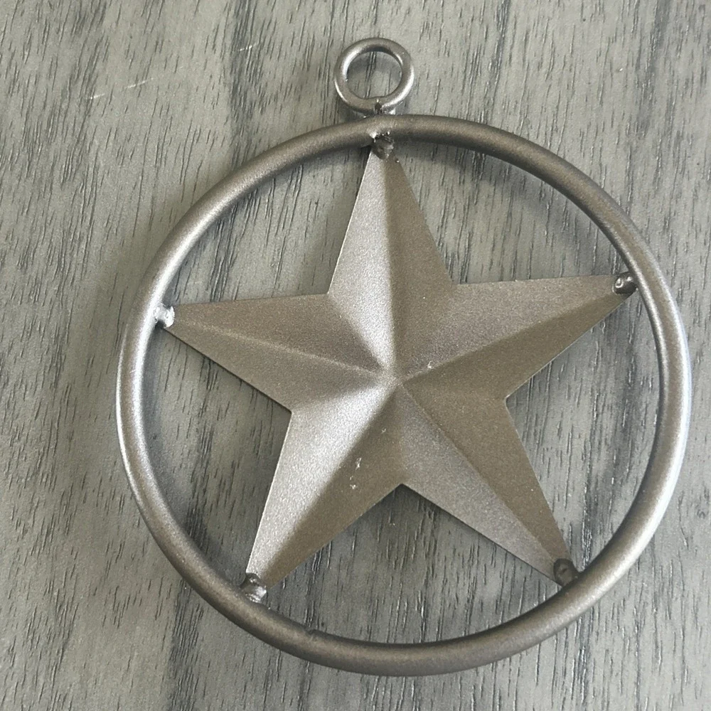 Rustic Metal Barn Star in Ring Wall Hanging Farmhouse Decor Brushed Bronze